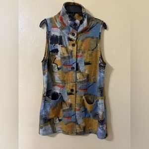 Shana Reversible Art To Wear Print Button Front Cardigan Super Soft Small